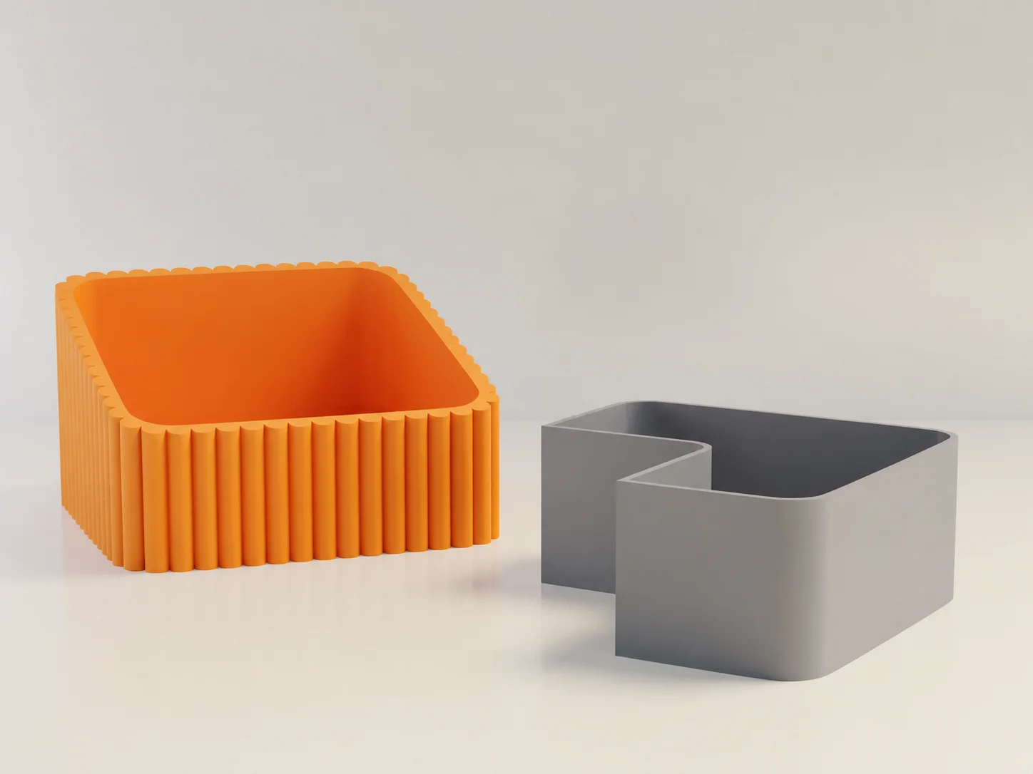 3D Baskı Fıstık Kasesi - Çift Hazneli Kabuk Ayırıcı Sunum Kasesi - Turuncu Gri görsel 2