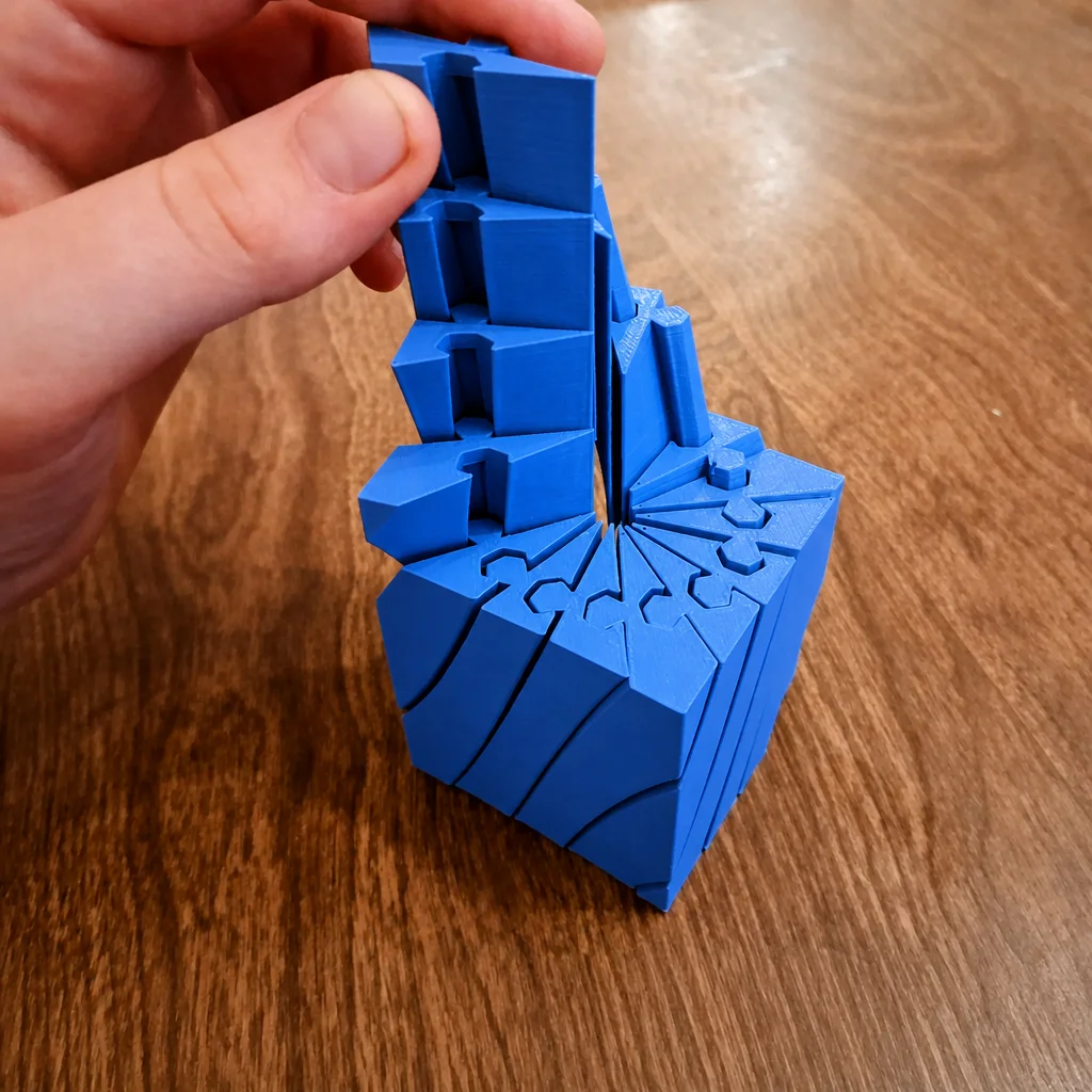 3D Baskı Twisting Küp - Mekanik Dönen Bulmaca Küpü-Mavi görsel 2