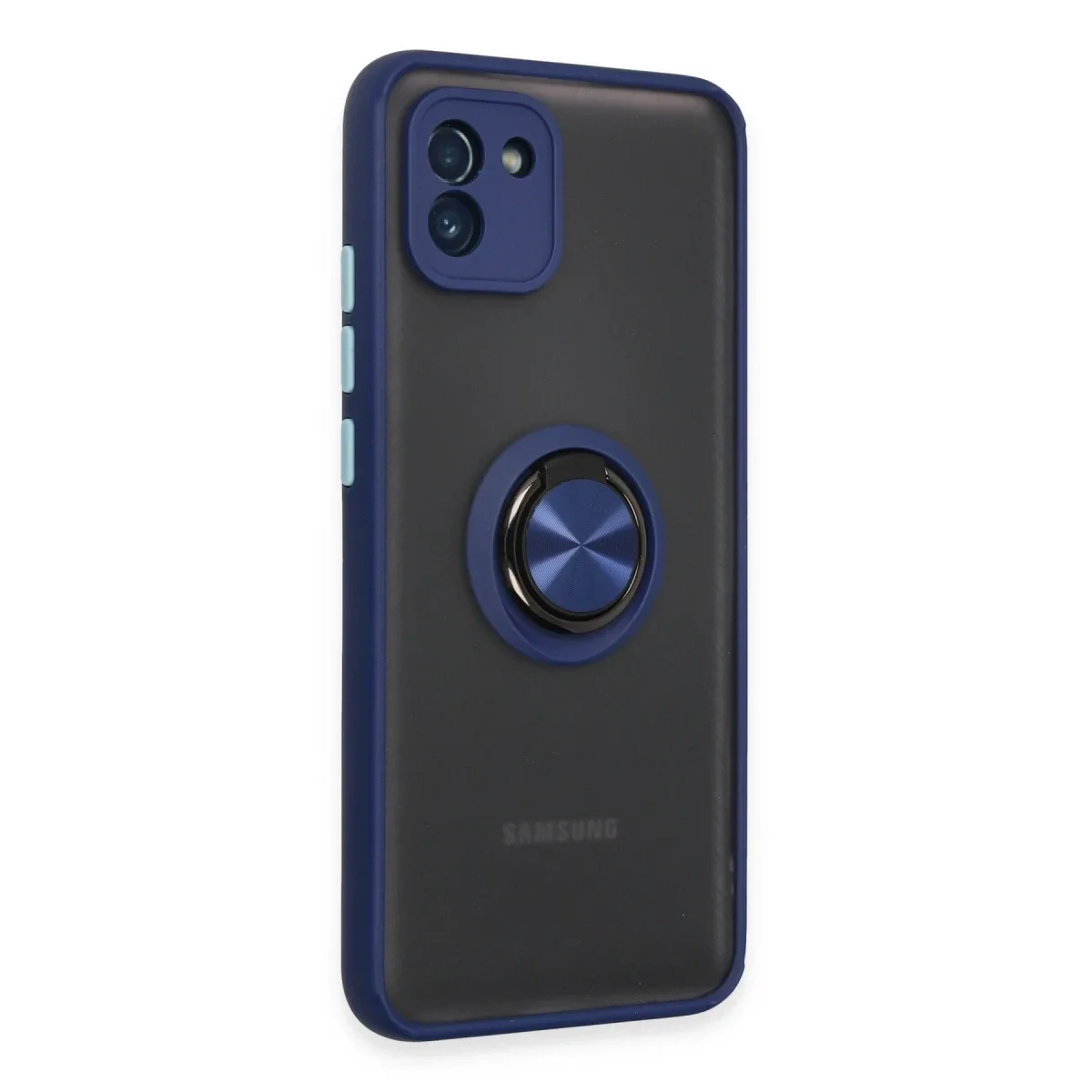 Samsung Galaxy A03 Kılıf Montreal Yüzüklü Silikon Kapak - Lacivert görsel 2