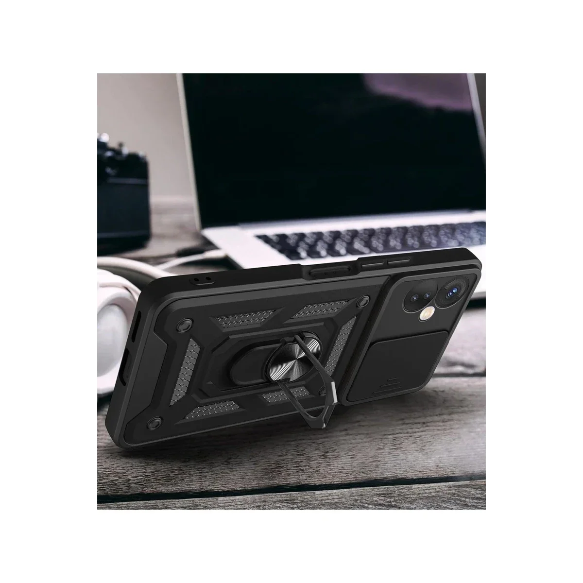 İnfinix Hot 30 5G Kılıf Pars Lens Yüzüklü Silikon - Siyah görsel 4