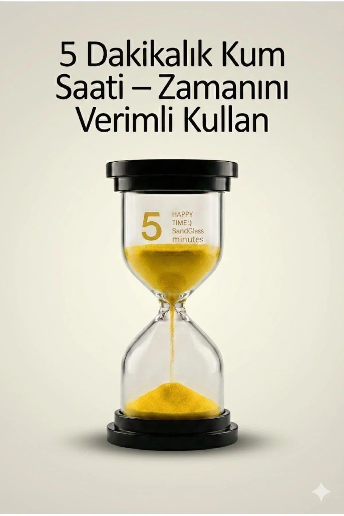 5 Dakikalık Kum Saati Zamanlayıcı – SARI Dekoratif Masa Saati 4 Renk Seçeneği