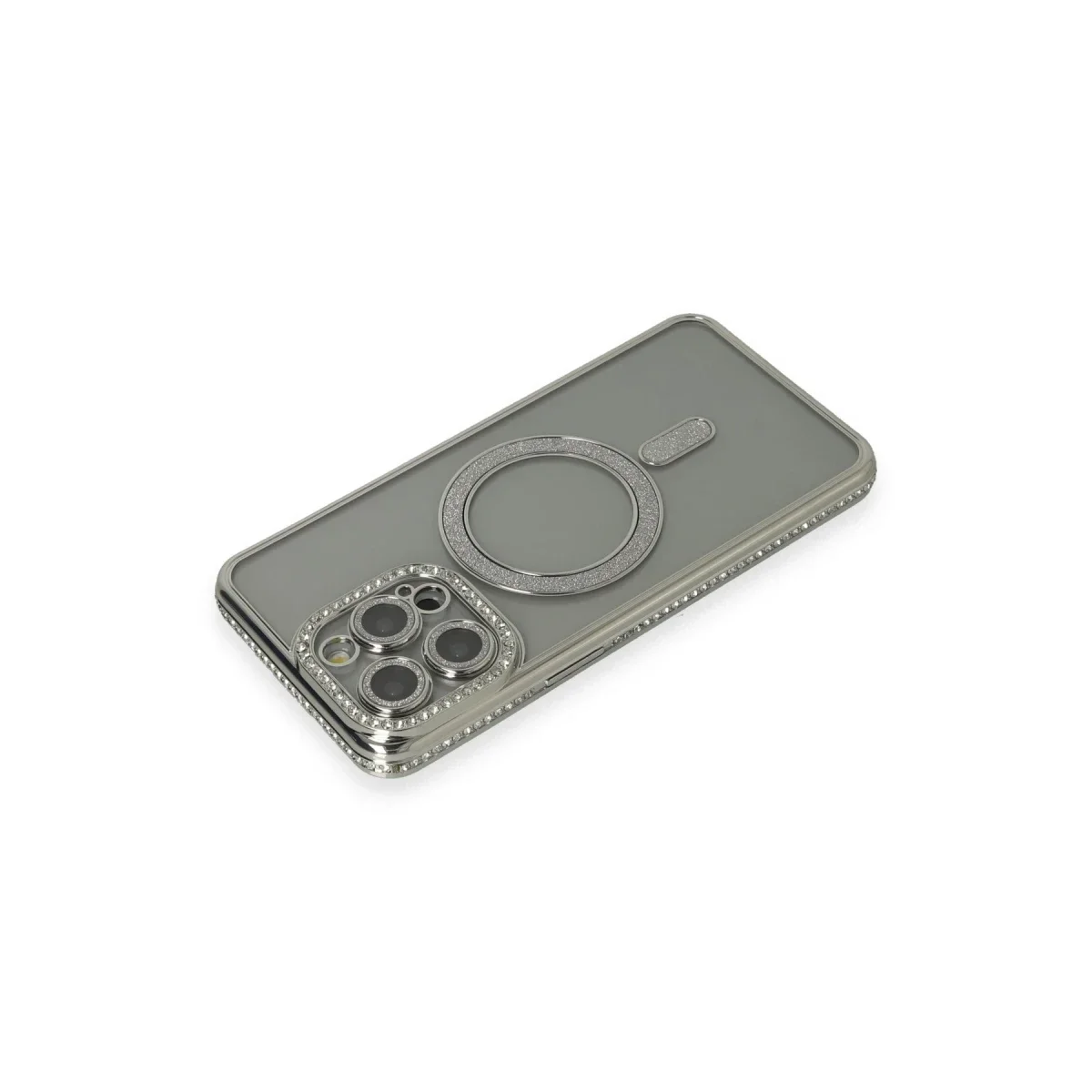 Apple iPhone 15 Pro Kılıf Joke Simli Magneticsafe Kılıf - Gri görsel 2