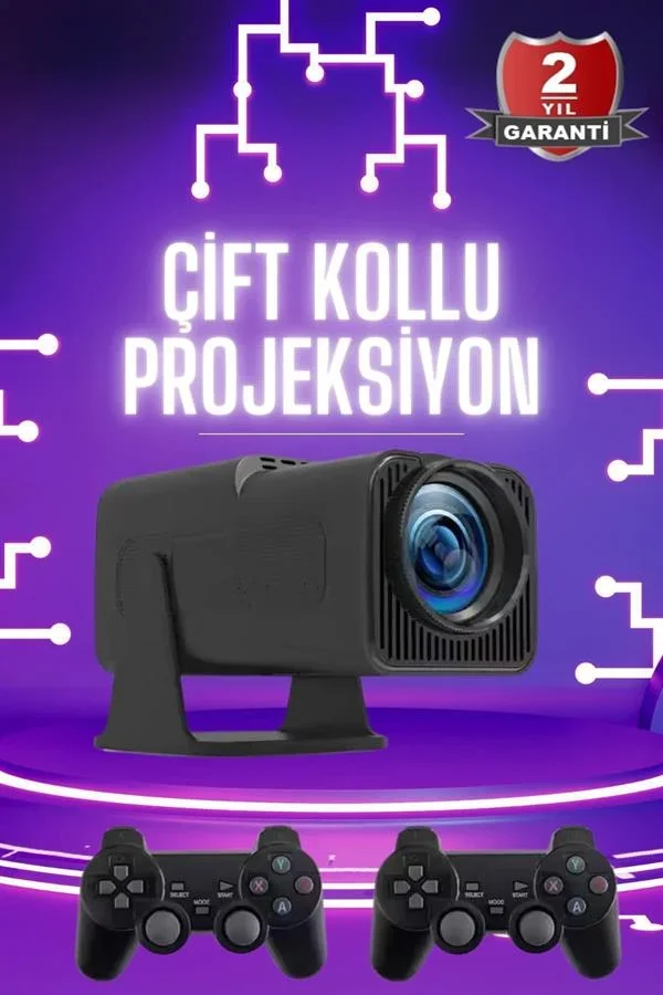Çift Kollu Projeksiyon Taşınabilir Game Projektör Full Hd 1080P 4k Projeksiyon Gamepad görsel 2
