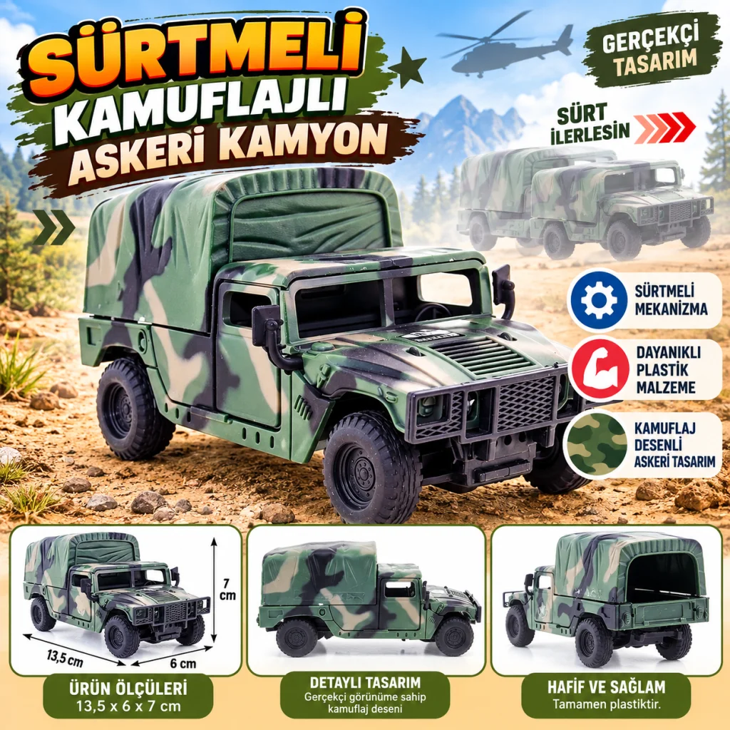 Sürtmeli Kamuflajlı Askeri Kamyon