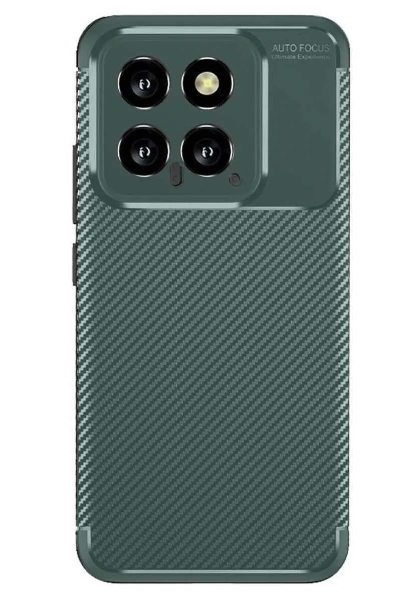Xiaomi Mi 14T Kılıf Auto Focus Karbon Kapak - Koyu Yeşil