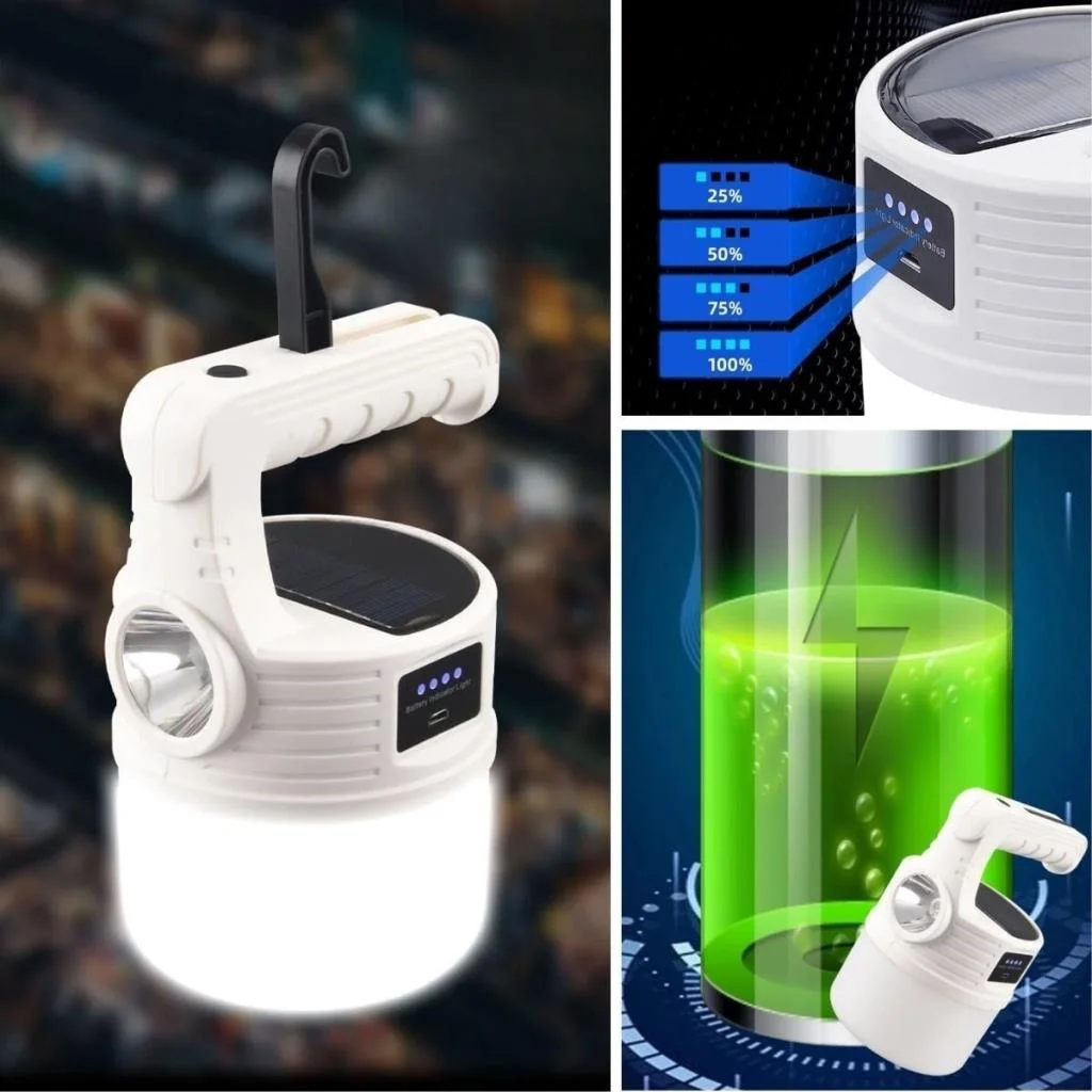 LED Güneş Enerjili Kamp Lambası–2000 Lümen Süper Parlak, 5 Aydınlatma Modlu,USB ile Şarj Edilebilir Dış Mekan,Asılabilir Torch El Feneri görsel 2