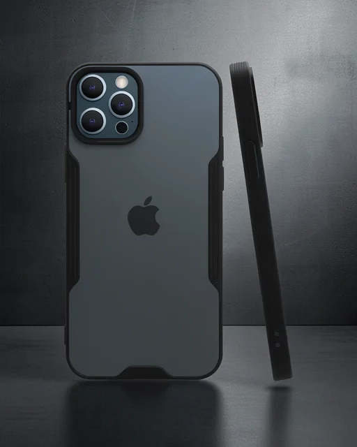 Apple İphone 12 Pro Max Kılıf Platin Silikon - Siyah