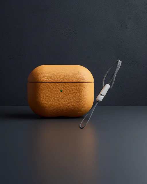 Apple Airpods 3 (3.nesil) 405 Deri Kılıf - Turuncu