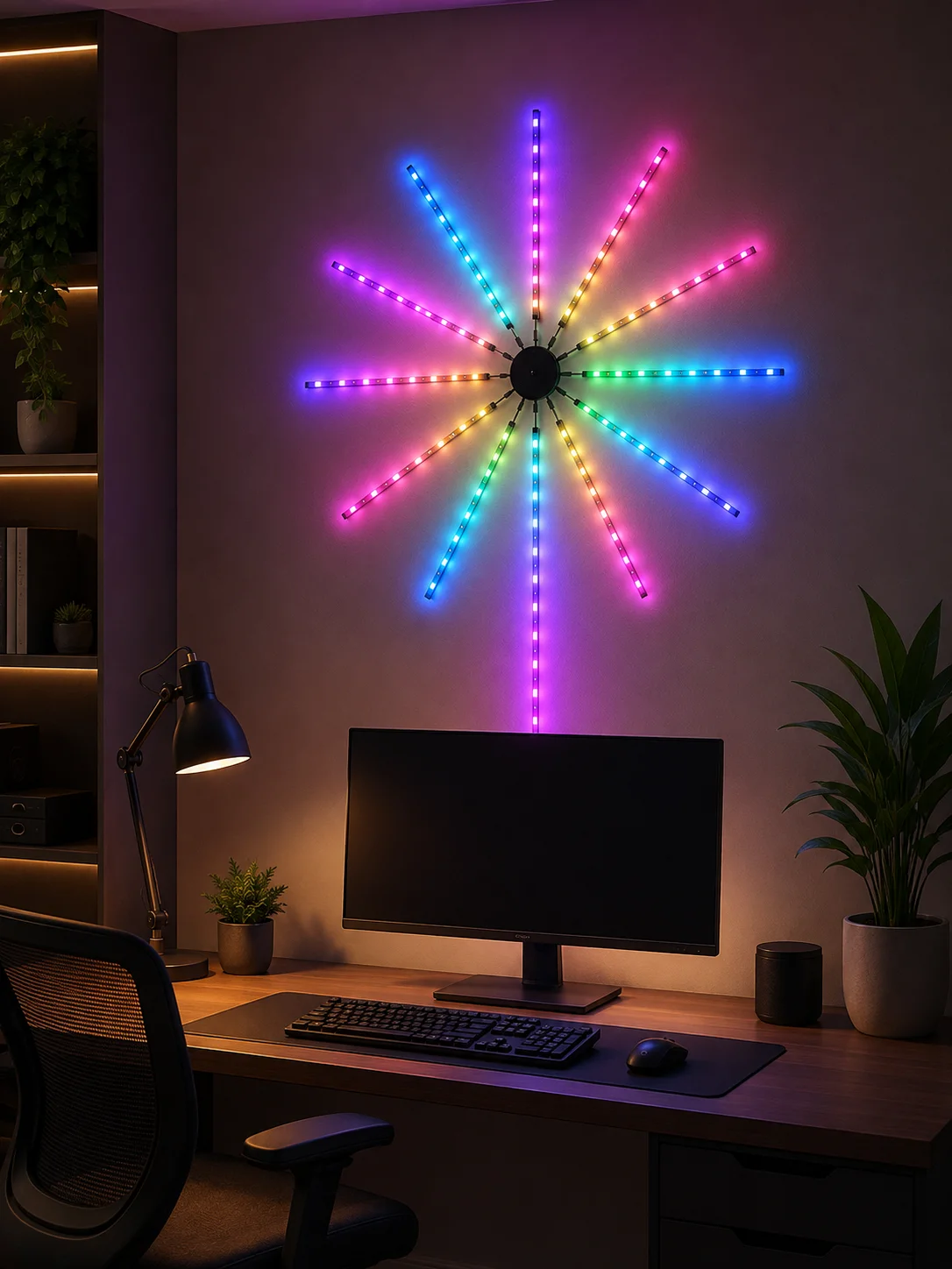 RGB LED Dekoratif Duvar Lambası İç Mekân Telefon Kontrollü Ortam Aydınlatması görsel 4