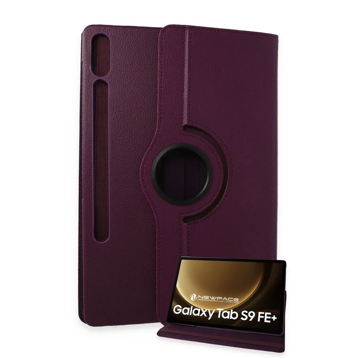Samsung Galaxy X610 Tab S9 FE Plus 12.4 Kılıf 360 Tablet Deri Kılıf - Mürdüm