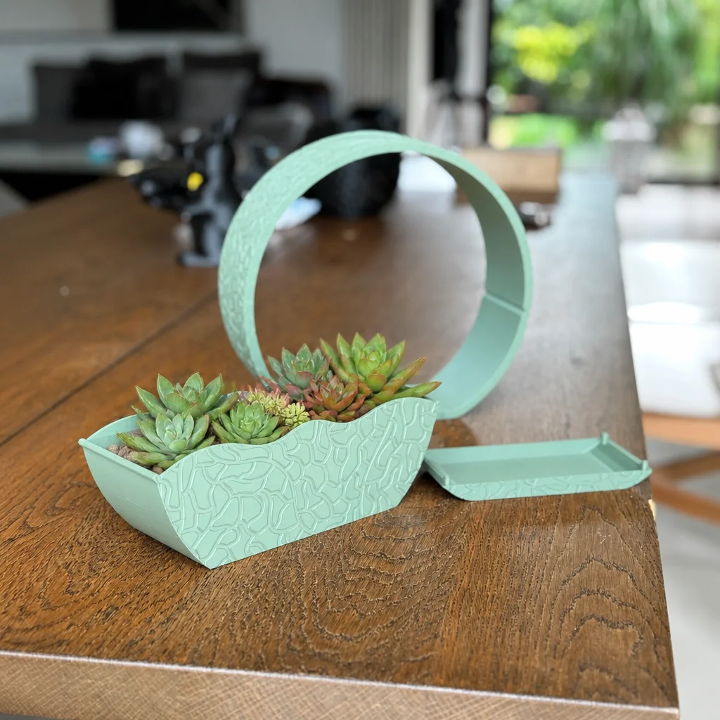 3D Baskı Self-Watering Planter - Kendi Kendini Sulayan Saksı-Mint görsel 2