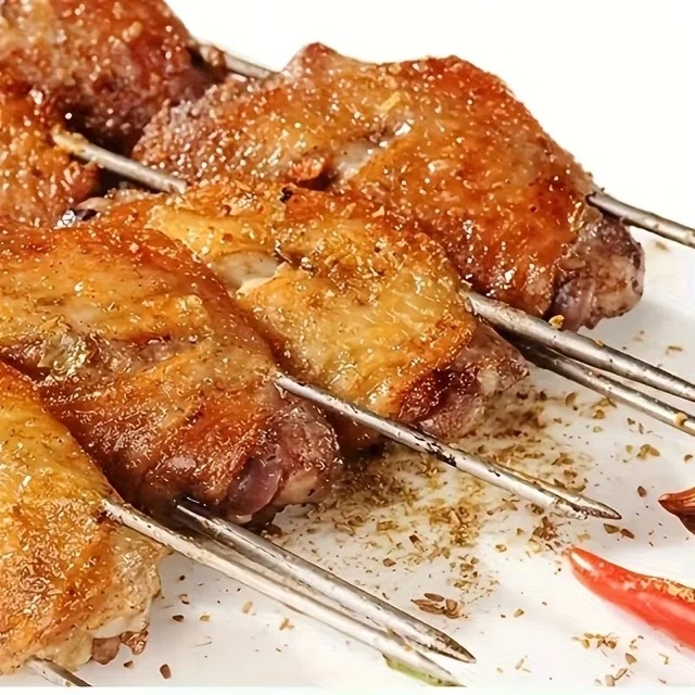 10 Adet Paslanmaz Çelik Mangal Şişi Seti – 20 Cm Metal Çöp Şiş Ve Izgara Şişleri görsel 5