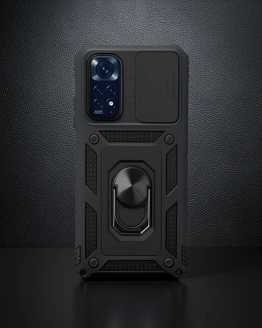 Xiaomi Redmi Note 11 Kılıf Pars Lens Yüzüklü Silikon - Siyah