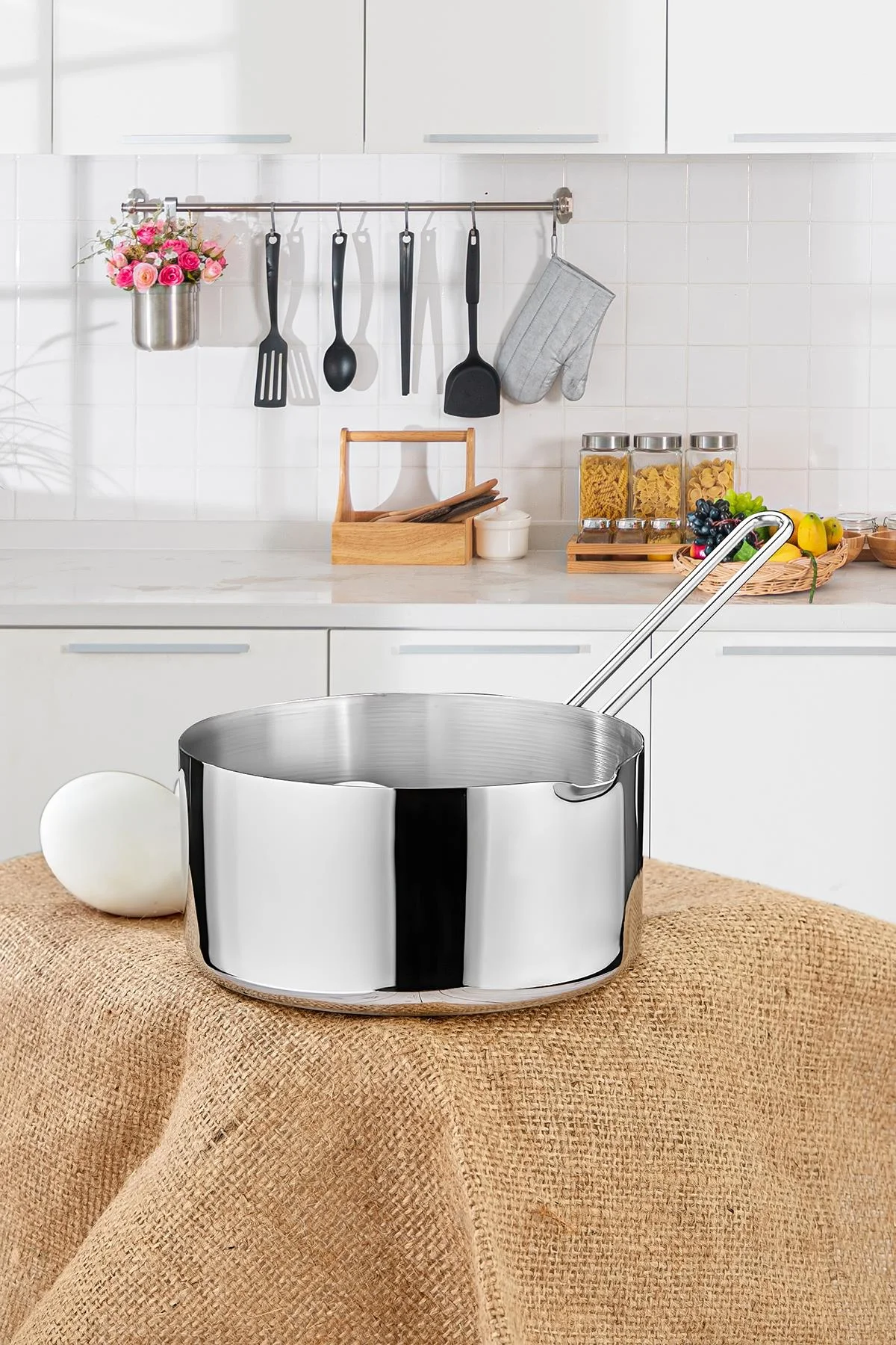 14 Cm Orta Boy Lüx Paslanmaz Çelik Sütlük & Sosluk & Kaçerola görsel 3