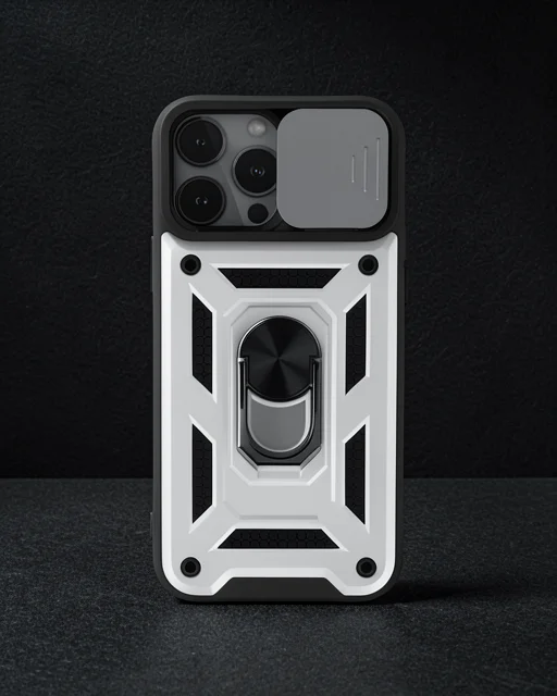 Apple İphone 13 Pro Kılıf Pars Lens Yüzüklü Silikon - Gümüş