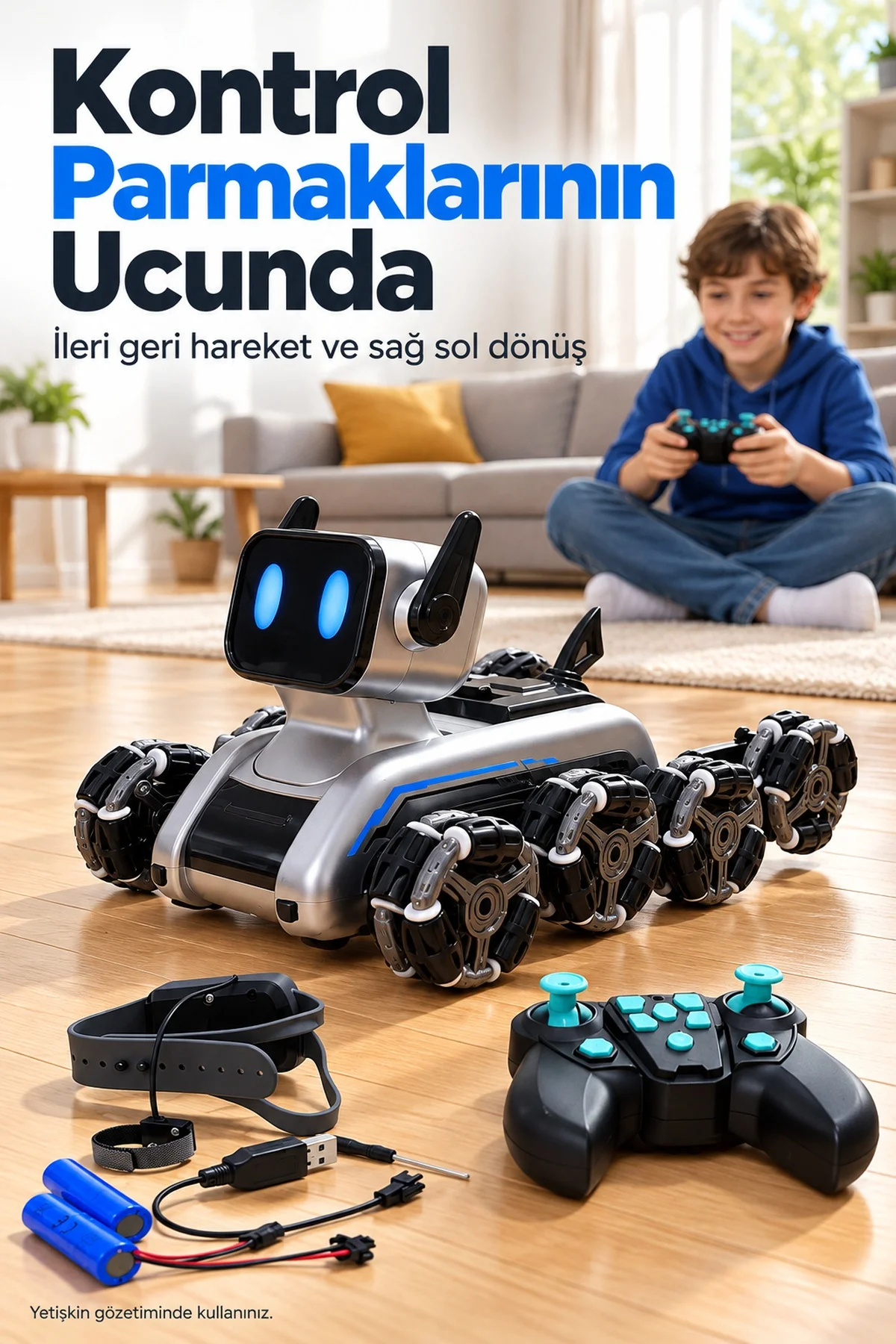 Saat Kumandalı Sekiz Tekerlekli Şarjlı Robot Köpek görsel 2