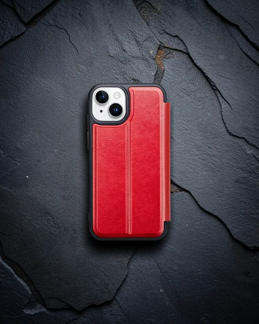 Apple İphone 15 Kılıf Flip Cover - Kırmızı