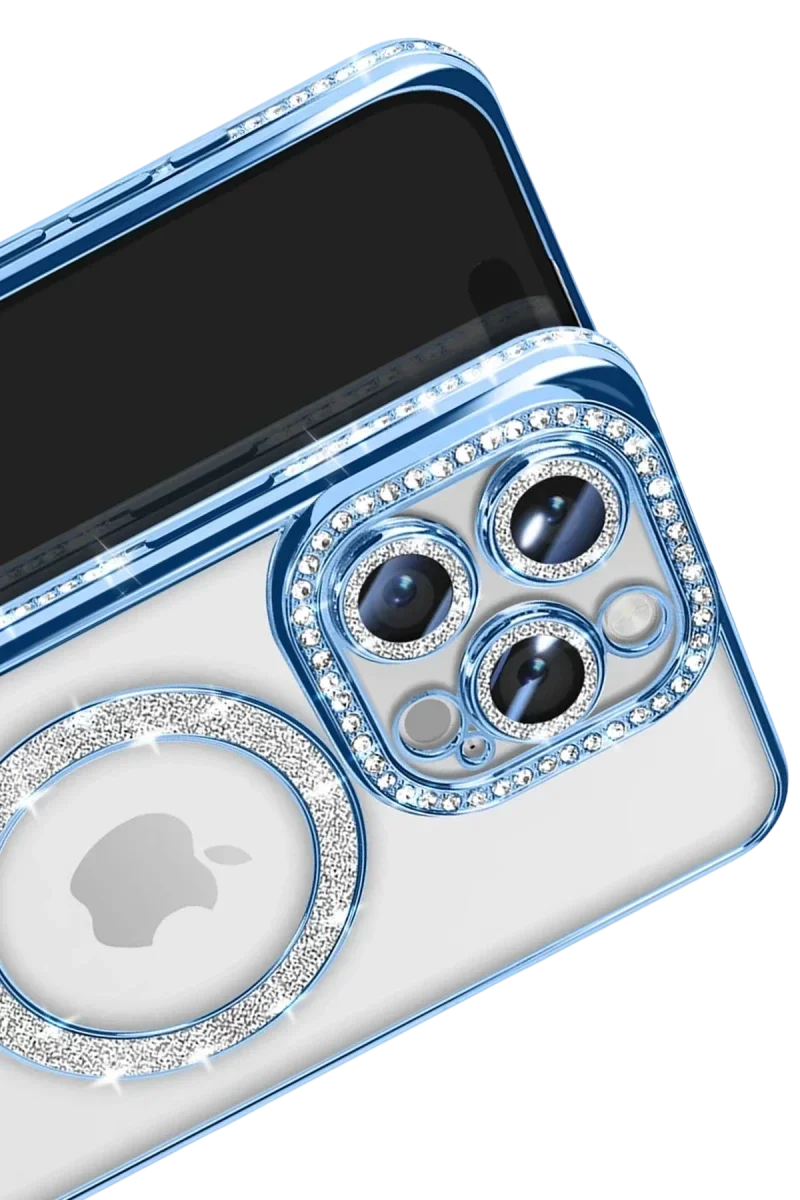 Apple iPhone 16 Pro Max Kılıf Joke Simli Magneticsafe Kılıf - Mavi görsel 3