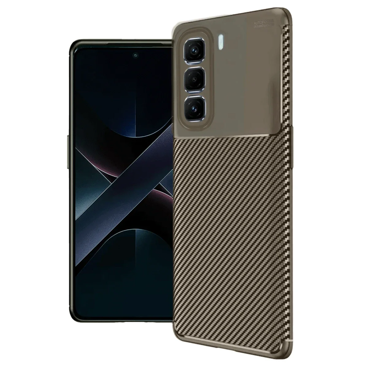 İnfinix Hot 50 4G Kılıf Auto Focus Karbon Kapak - Kahverengi