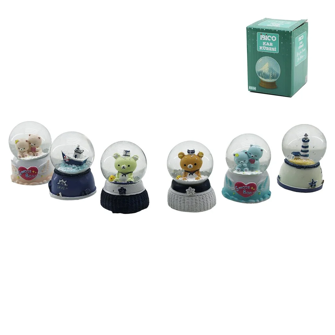 Küçük Boy - 6.5CM Pilli - Işıklı Kar Küresi Cam Hayvan Figürlü - Desen Mix Renkli Herhangi Bir Tanesi Gönderilir