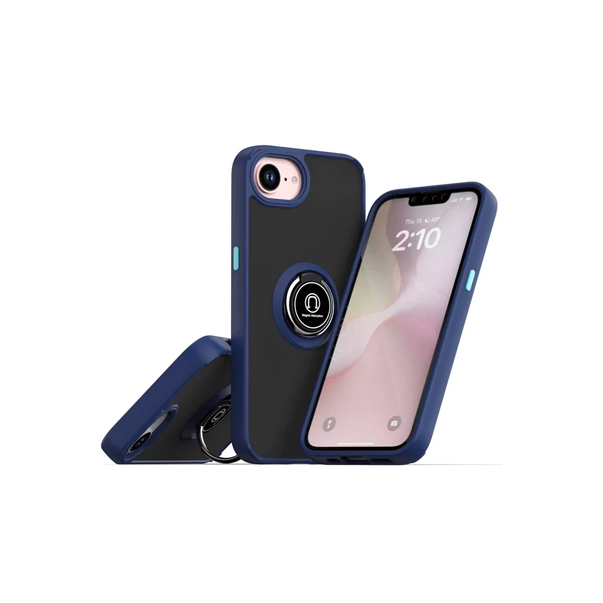 Apple iPhone 16E Kılıf Montreal Yüzüklü Silikon Kapak - Lacivert
