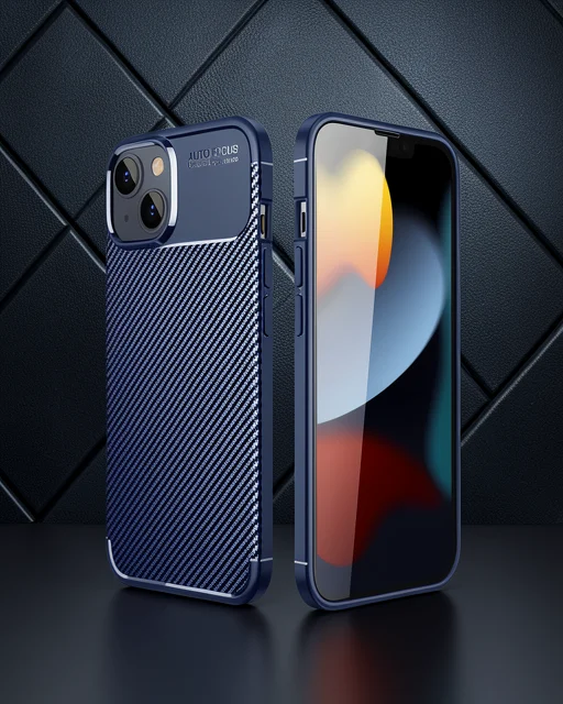 Apple İphone 14 Kılıf Auto Focus Karbon Kapak - Lacivert