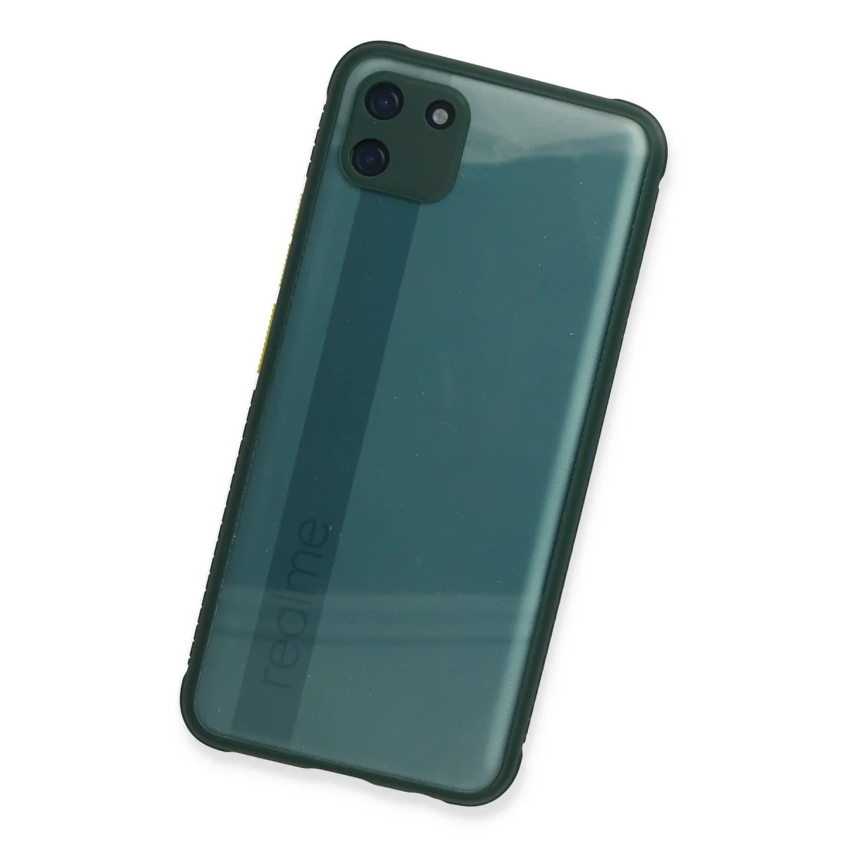 Realme C11 Kılıf Miami Şeffaf Silikon - Koyu Yeşil görsel 3