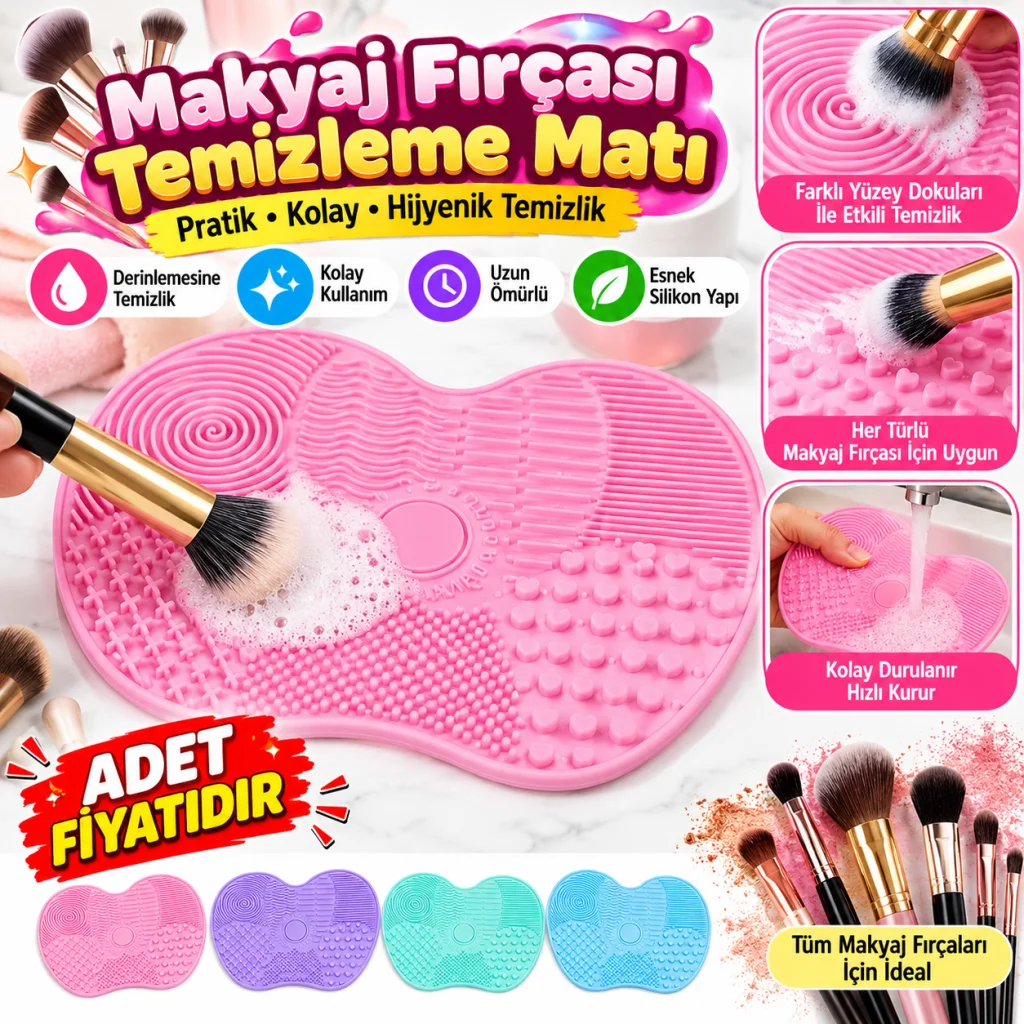 Pratik Kolay Makyaj Fırçası Temizleme Matı Aparatı Aleti (adet fiyatıdır)