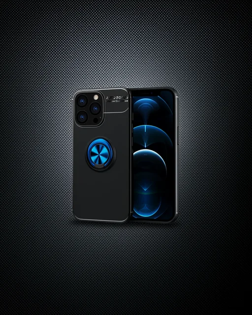 Apple İphone 13 Pro Kılıf Range Yüzüklü Silikon - Siyah-mavi