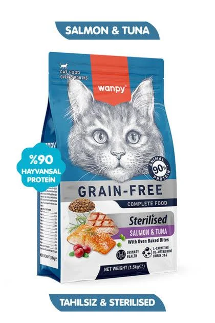 Tahılsız somon tuna kısır kedi maması 1, 5 kg wanpy