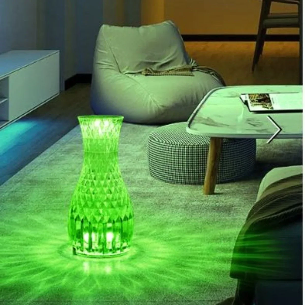 Sürahi Model USB Şarjlı Kumandalı 16 Farklı Işık Modlu Masa Üstü Kristal Akrilik Lamba Led görsel 4