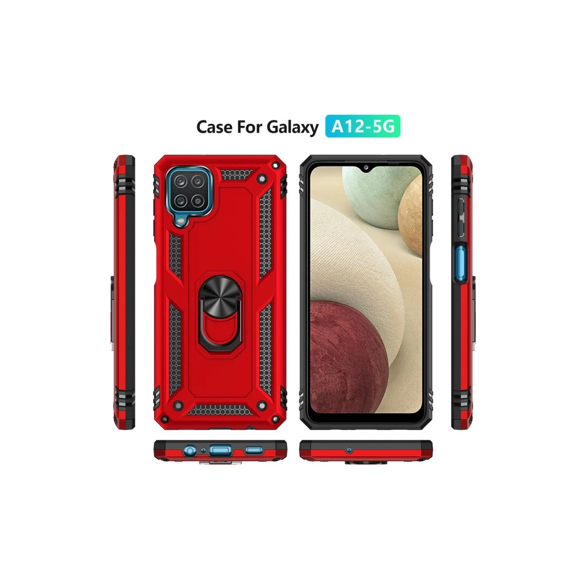 Samsung Galaxy A22 Kılıf Sofya Yüzüklü Silikon Kapak - Kırmızı görsel 3