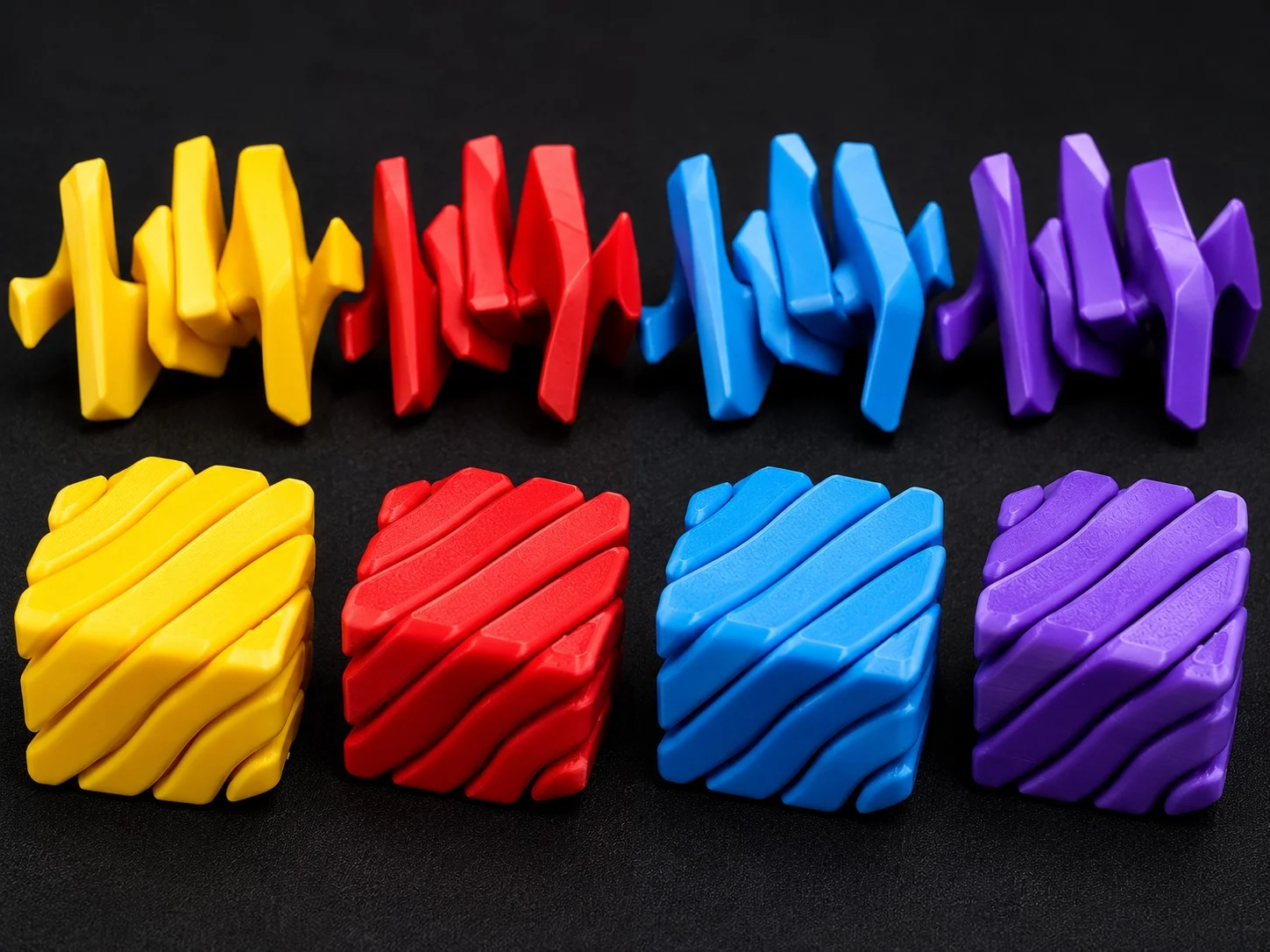 3D Baskı Fidget Puzzle Küp - Hareketli Dönüşebilen Stres Giderici Zeka Oyuncağı, Masaüstü Fidget Küp-Mavi görsel 2