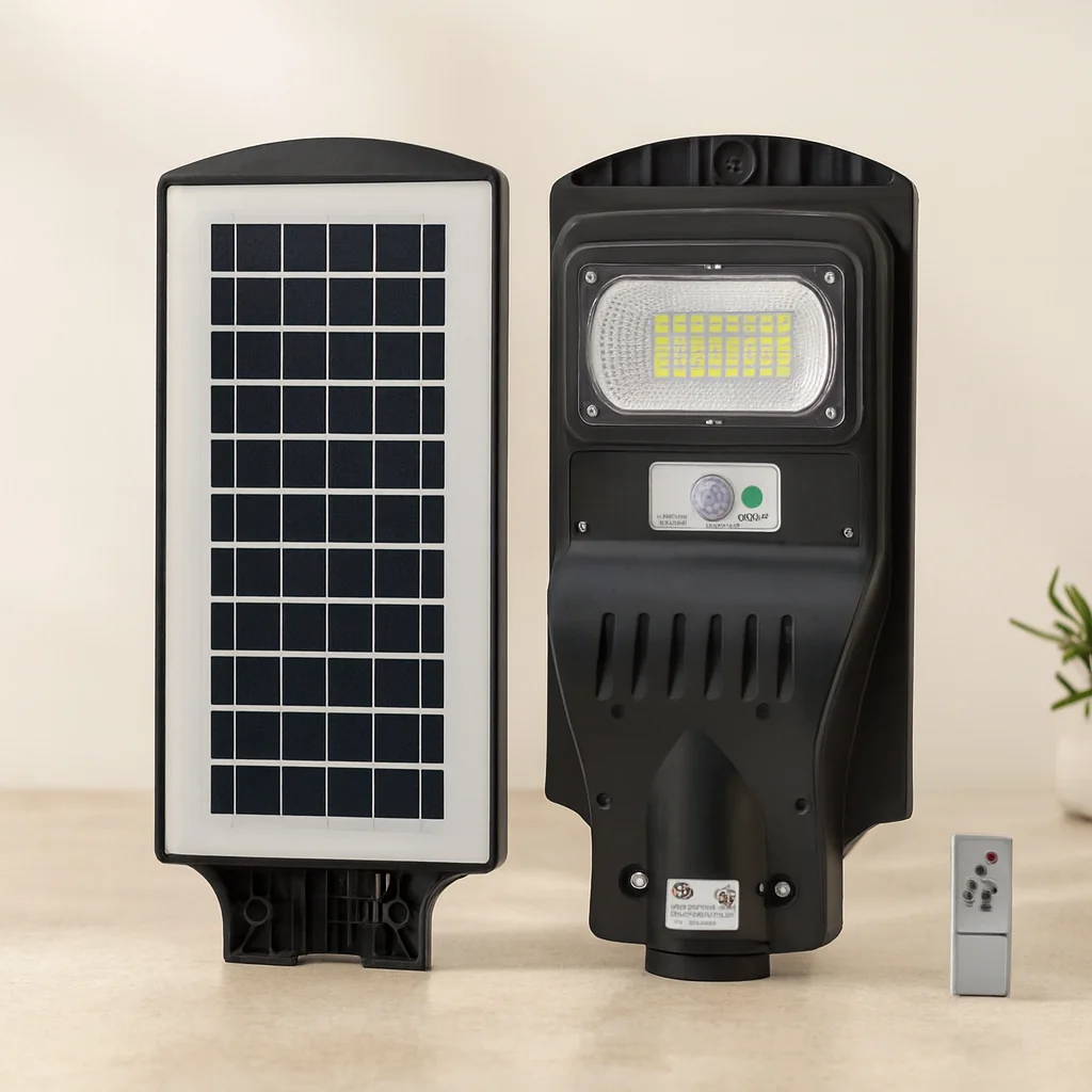 100W Güneş Enerjili Sokak Lambası 6500K Sensörlü Kumandalı