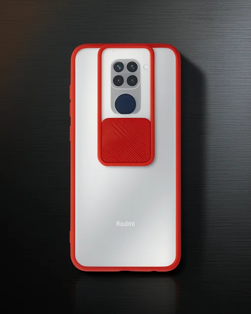 Xiaomi Redmi Note 9 Kılıf Palm Buzlu Kamera Sürgülü Silikon - Kırmızı