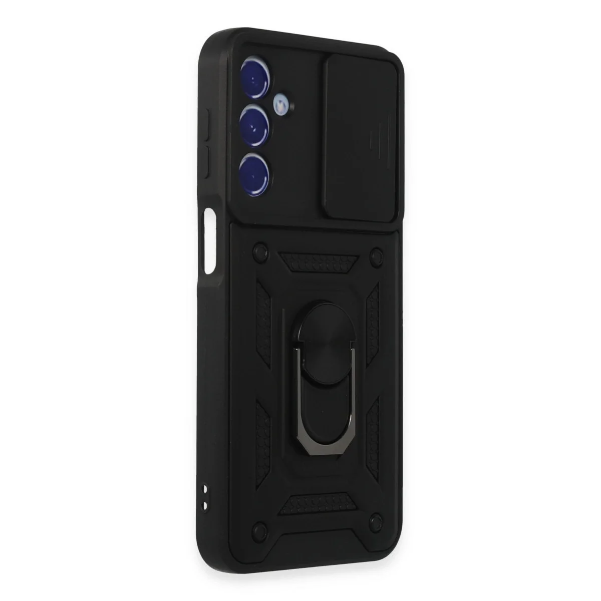 Samsung Galaxy M34 5g Kılıf Pars Lens Yüzüklü Silikon - Siyah görsel 2