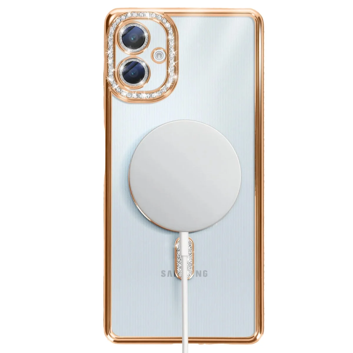 Samsung Galaxy A06 Joke Simli Magneticsafe Kılıf - Gold görsel 5