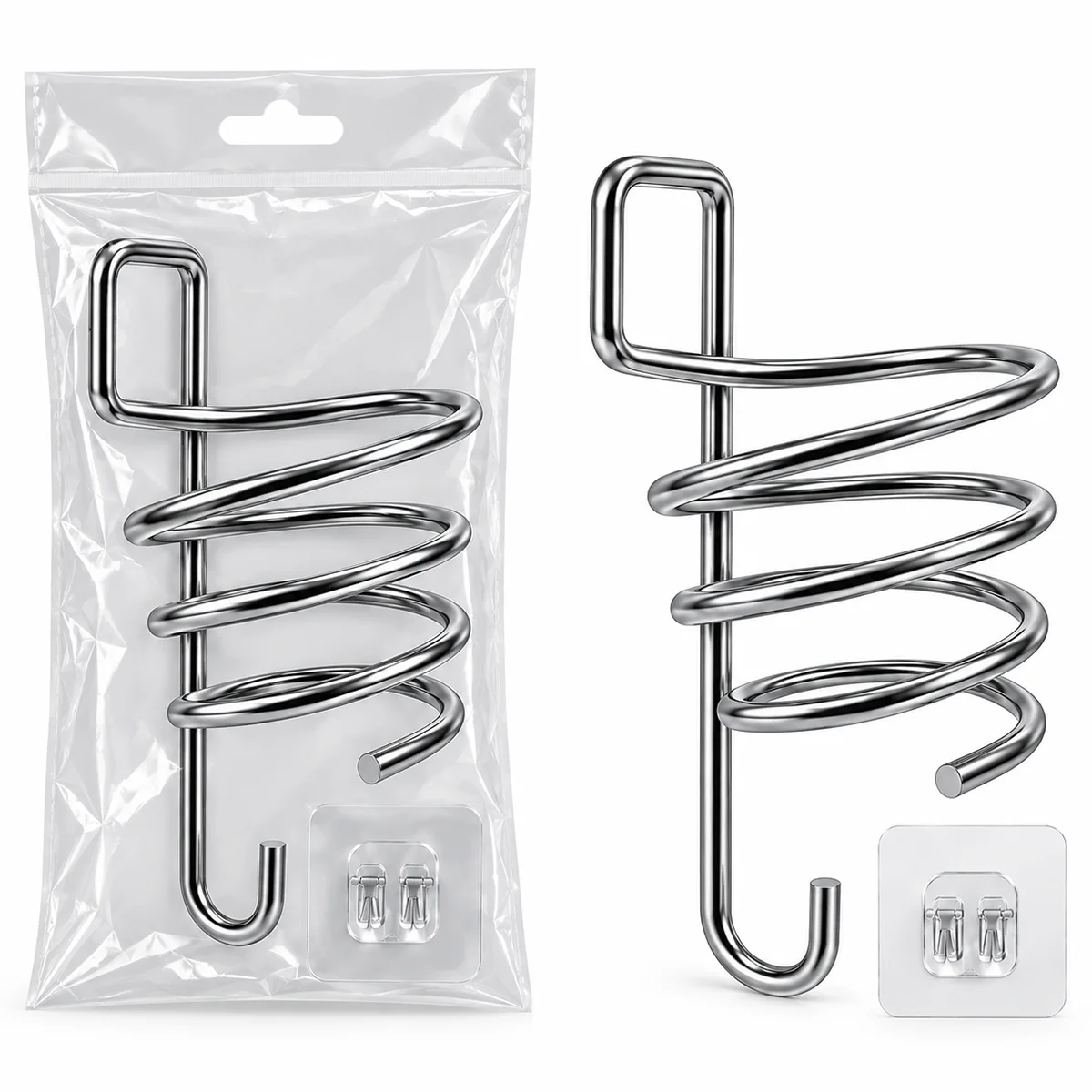 Krom Metal Fön Makinesi Askısı Yapışkanlı