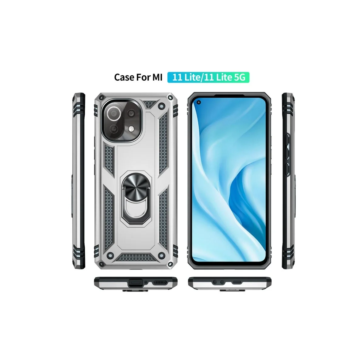 Xiaomi Mi 11 Lite Kılıf Sofya Yüzüklü Silikon Kapak - Gümüş görsel 3