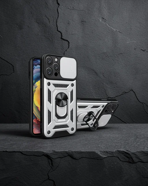 Apple İphone 16 Pro Kılıf Pars Lens Yüzüklü Silikon - Gümüş