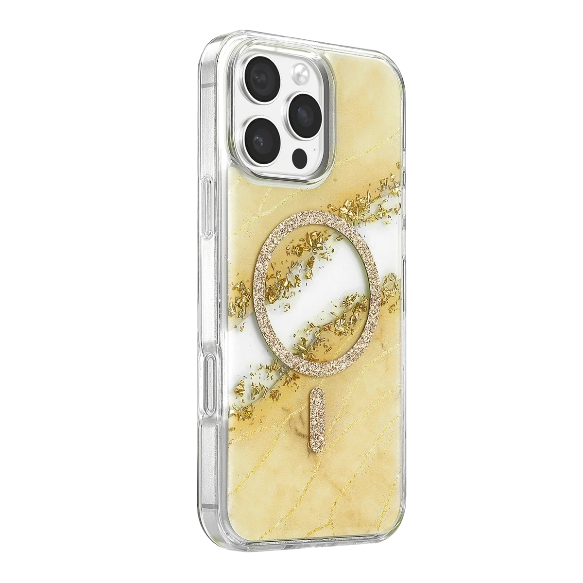 Onegif Apple İphone 16 Pro Max Lotus Simli Magsafe Kapak - Gümüş görsel 2