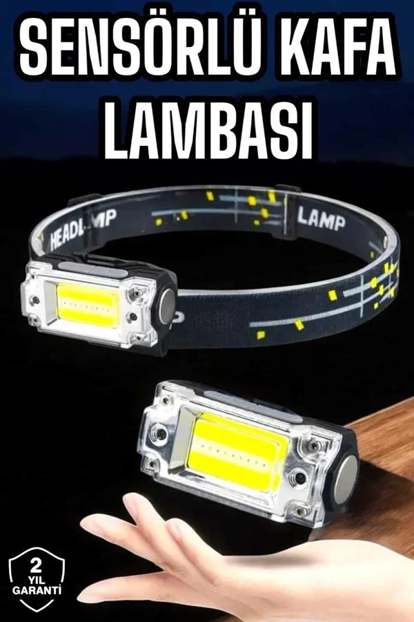 Kafa Lambası El Fenerli Kamp Lambası USB Şarjlı Esnek Lamba görsel 2
