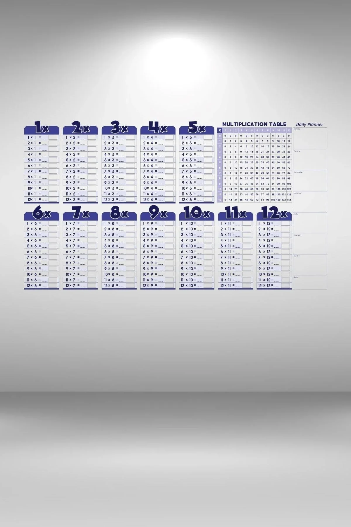 Statik Akıllı Kağıt Ingilizce Çarpım Tablosu 100x56 Cm görsel 6