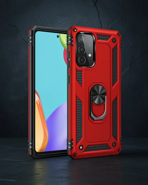 Samsung Galaxy A52 Kılıf Sofya Yüzüklü Silikon Kapak - Kırmızı