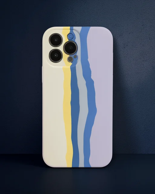 Apple İphone 13 Pro Kılıf Ebruli Lansman Silikon - Sarı-lila