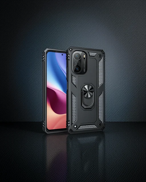 Xiaomi Poco F3 Kılıf Sofya Yüzüklü Silikon Kapak - Siyah