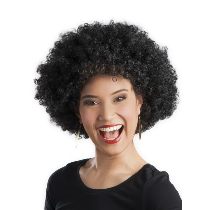 Siyah Renk Kıvırcık Afro Bonus Peruk Parti Peruğu görsel 2