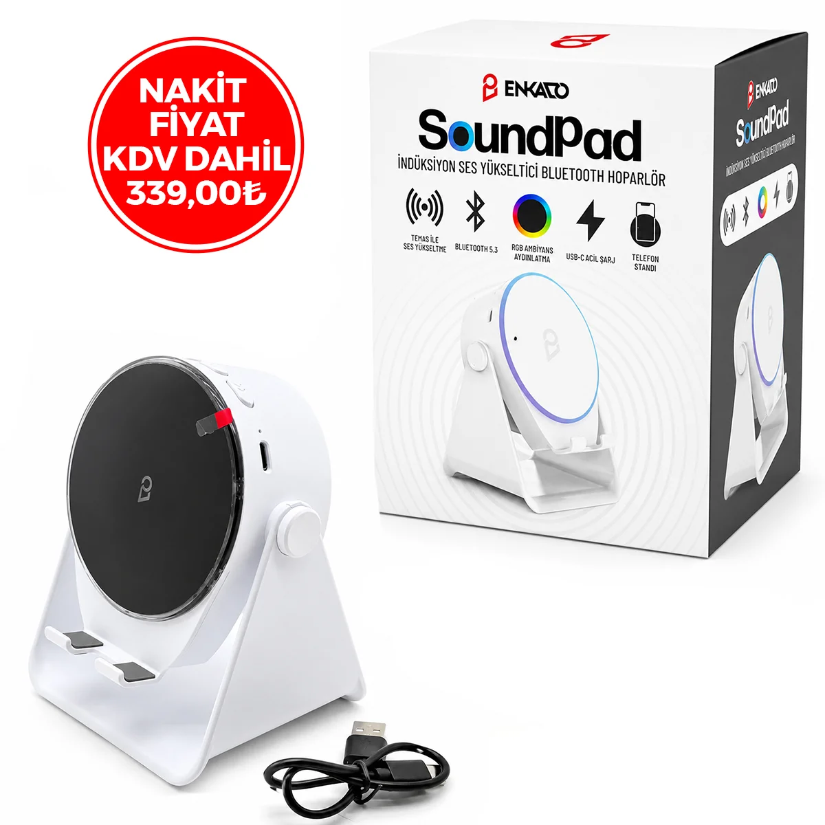 Bluetooth Hoparlör Soundpad EKD-S11 5W 2000mAh Beyaz görsel 2