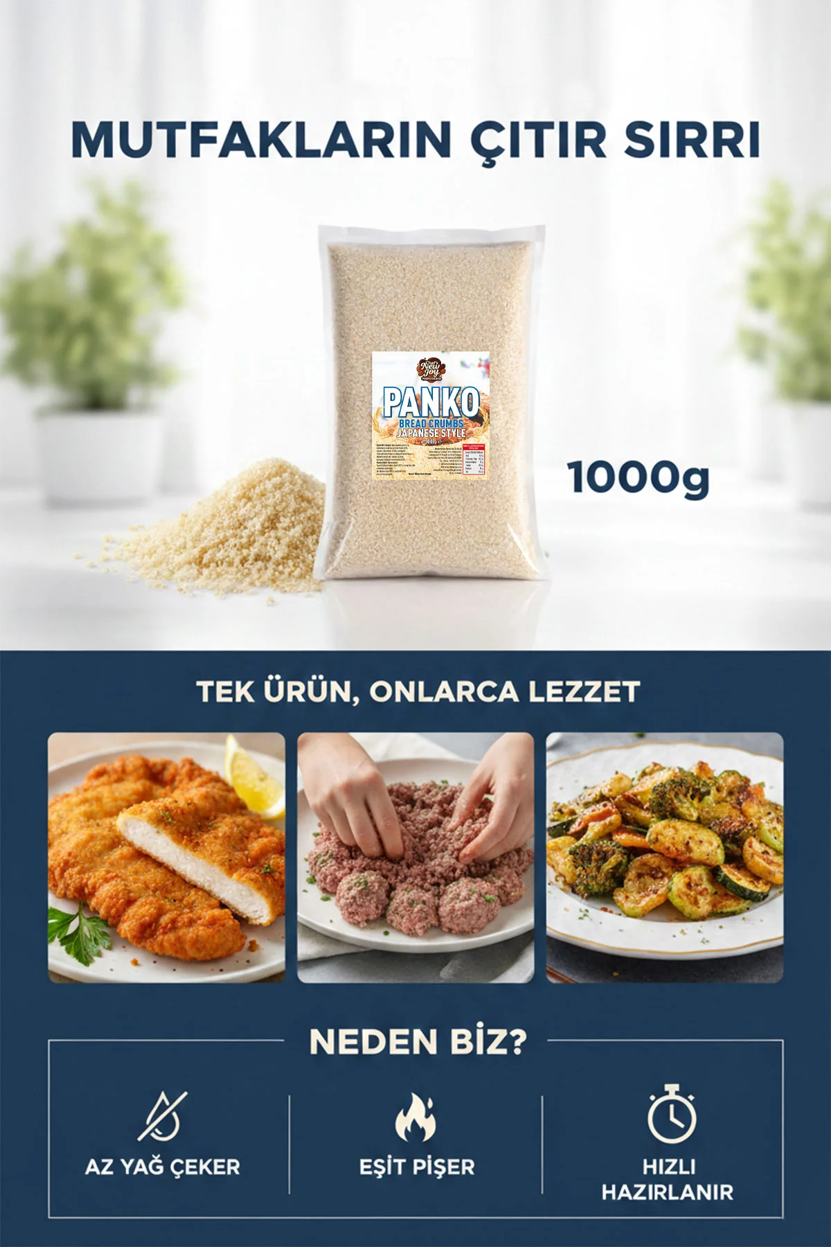 Panko Ekmek Kırıntısı 1000 gr Panko Bread Crumbs görsel 3