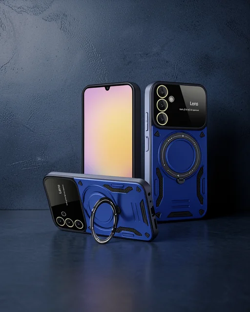 Samsung Galaxy A35 5g Kılıf Joy Lens Standlı Kapak - Lacivert